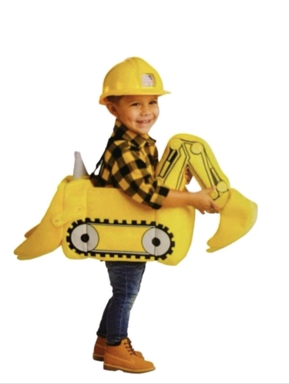 Kids Yellow Excavator Costume Play Set with Hard Hat Kids 3/7 Years